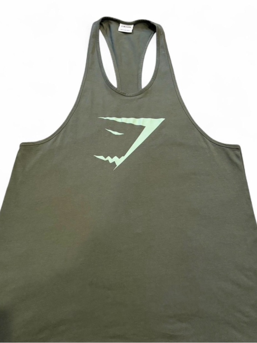 Gymshark Men’s Olive Tank Top with Mint Logo